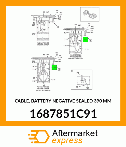 CABLE, BATTERY NEGATIVE SEALED 390 MM 1687851C91