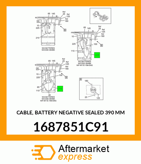 CABLE, BATTERY NEGATIVE SEALED 390 MM 1687851C91