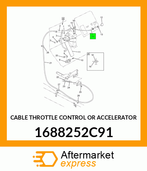 CABLE THROTTLE CONTROL OR ACCELERATOR 1688252C91