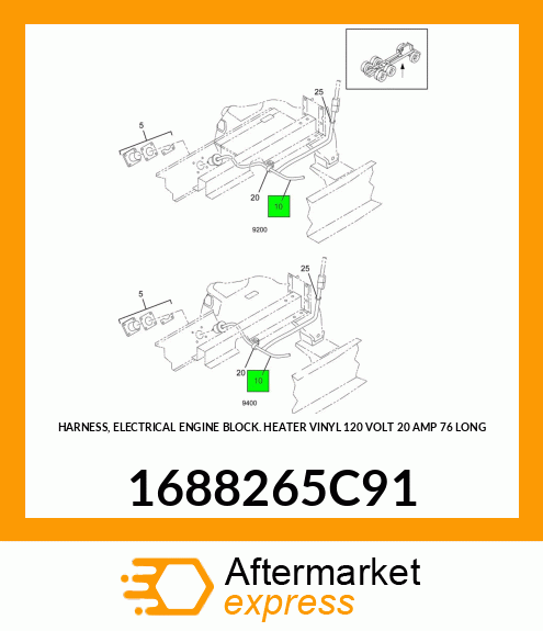 HARNESS, ELECTRICAL ENGINE BLOCK HEATER VINYL 120 VOLT 20 AMP 76" LONG 1688265C91