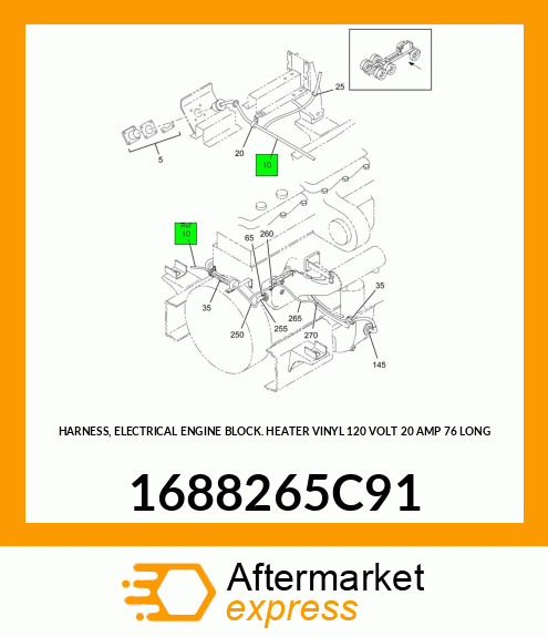 HARNESS, ELECTRICAL ENGINE BLOCK HEATER VINYL 120 VOLT 20 AMP 76" LONG 1688265C91