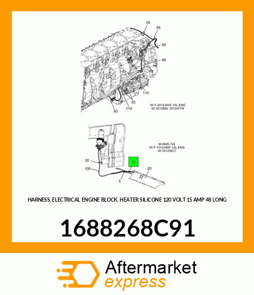HARNESS, ELECTRICAL ENGINE BLOCK HEATER SILICONE 120 VOLT 15 AMP 48" LONG 1688268C91