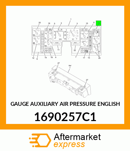 GAUGE AUXILIARY AIR PRESSURE ENGLISH 1690257C1