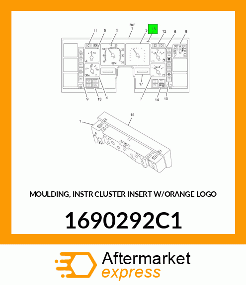 MOULDING, INSTR CLUSTER INSERT W/ORANGE LOGO 1690292C1