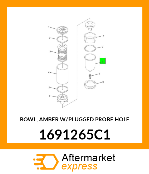 BOWL, AMBER W/PLUGGED PROBE HOLE 1691265C1