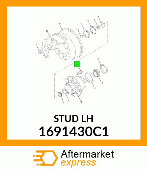 STUD, WHEEL HUB LEFT HAND THREAD 1691430C1