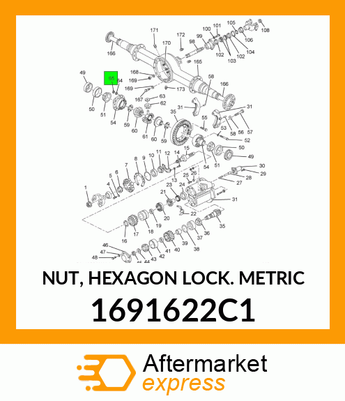 NUT, HEXAGON LOCK METRIC 1691622C1