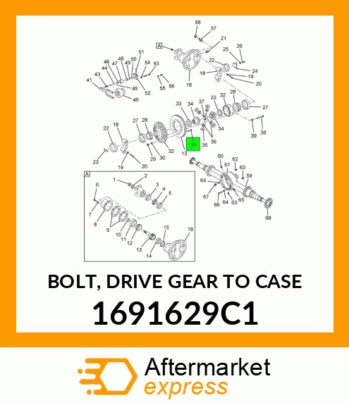 BOLT, DRIVE GEAR TO CASE 1691629C1