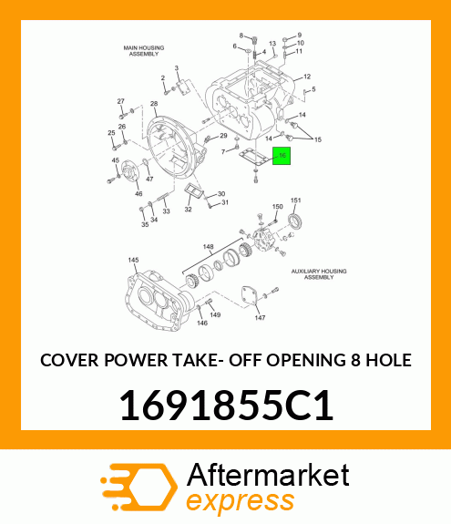 COVER POWER TAKE- OFF OPENING 8 HOLE 1691855C1