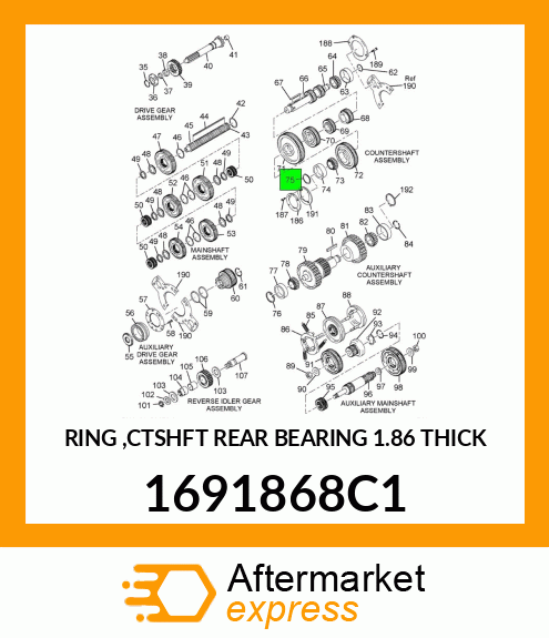 RING ,CTSHFT REAR BEARING 1.86 THICK 1691868C1