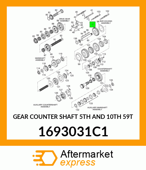 GEAR COUNTER SHAFT 5TH AND 10TH 59T 1693031C1