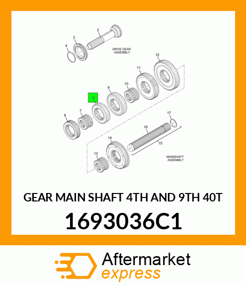 GEAR MAIN SHAFT 4TH AND 9TH 40T 1693036C1