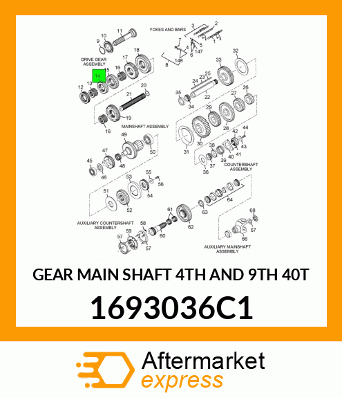 GEAR MAIN SHAFT 4TH AND 9TH 40T 1693036C1