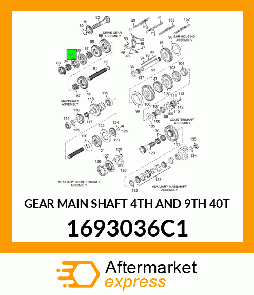 GEAR MAIN SHAFT 4TH AND 9TH 40T 1693036C1