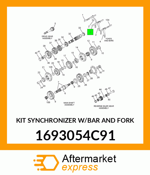 KIT SYNCHRONIZER W/BAR AND FORK 1693054C91