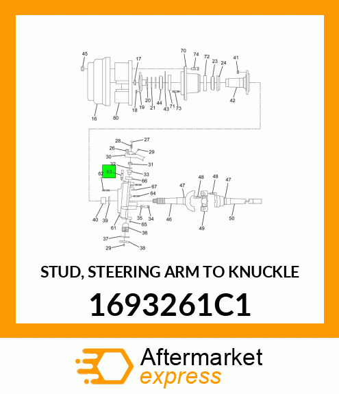 STUD, STEERING ARM TO KNUCKLE 1693261C1