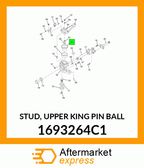 STUD, UPPER KING PIN BALL 1693264C1