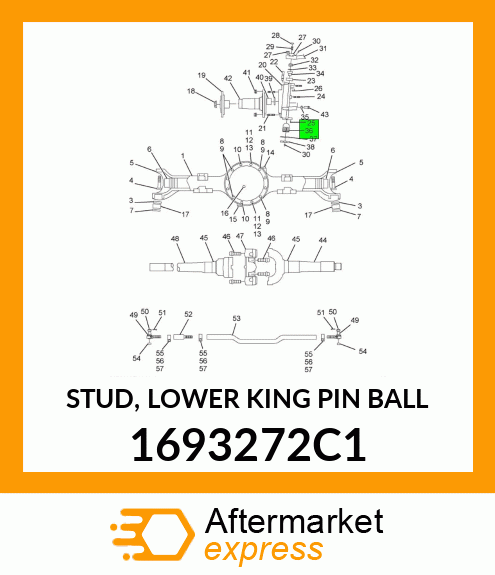 STUD, LOWER KING PIN BALL 1693272C1