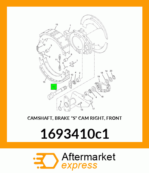 CAMSHAFT, BRAKE "S" CAM RIGHT, FRONT 1693410c1