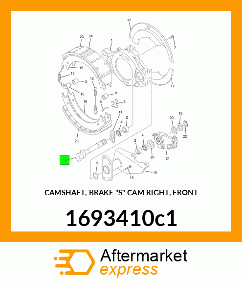 CAMSHAFT, BRAKE "S" CAM RIGHT, FRONT 1693410c1