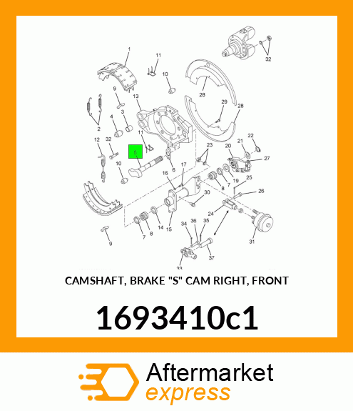 CAMSHAFT, BRAKE "S" CAM RIGHT, FRONT 1693410c1