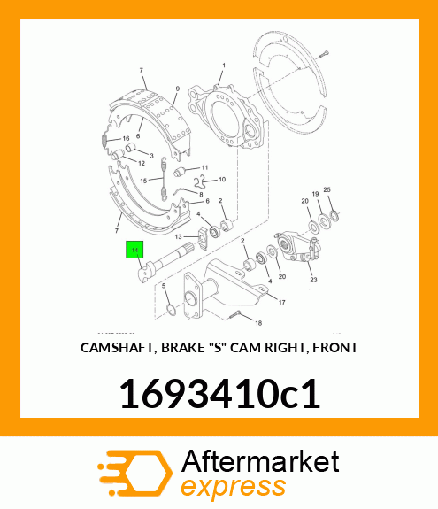 CAMSHAFT, BRAKE "S" CAM RIGHT, FRONT 1693410c1