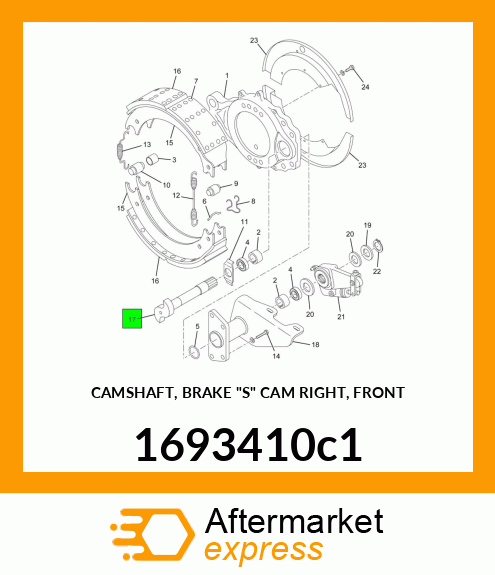 CAMSHAFT, BRAKE "S" CAM RIGHT, FRONT 1693410c1