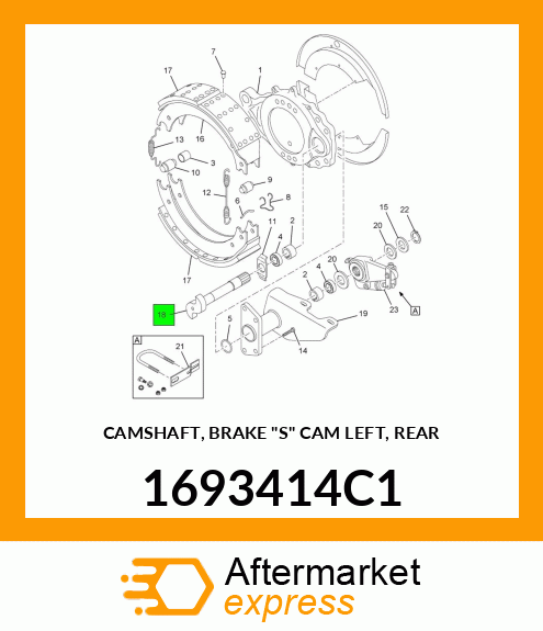 CAMSHAFT, BRAKE "S" CAM LEFT, REAR 1693414C1