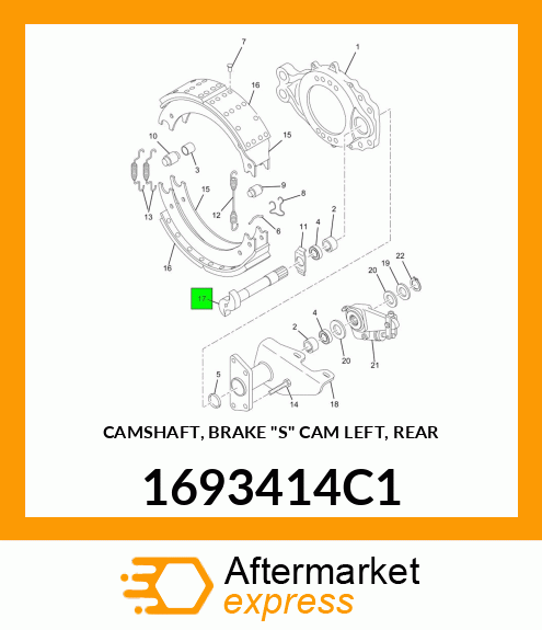 CAMSHAFT, BRAKE "S" CAM LEFT, REAR 1693414C1