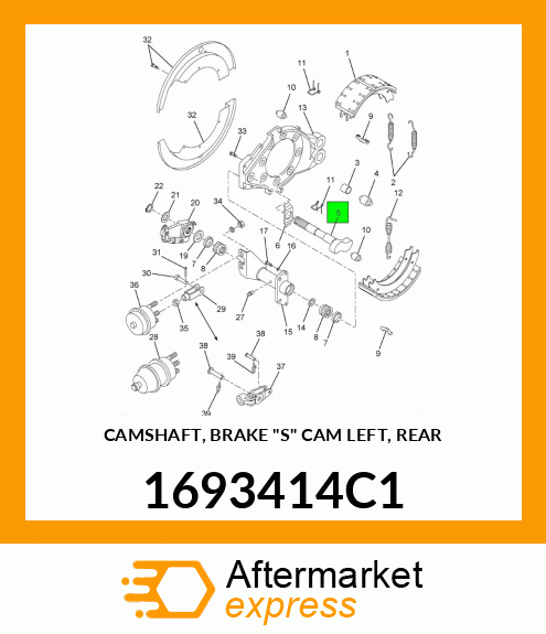 CAMSHAFT, BRAKE "S" CAM LEFT, REAR 1693414C1