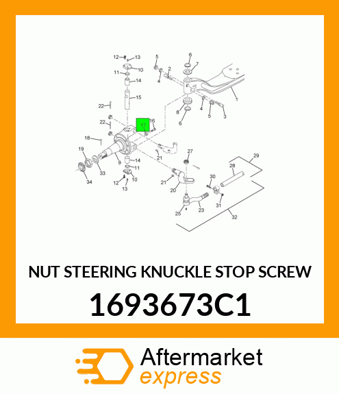 NUT STEERING KNUCKLE STOP SCREW 1693673C1