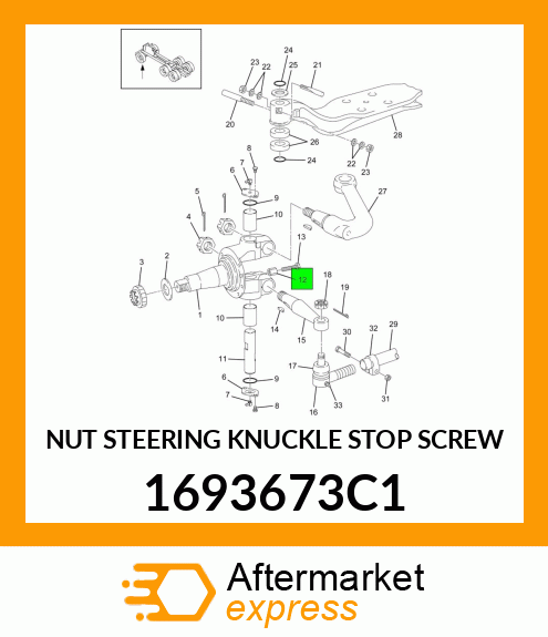 NUT STEERING KNUCKLE STOP SCREW 1693673C1