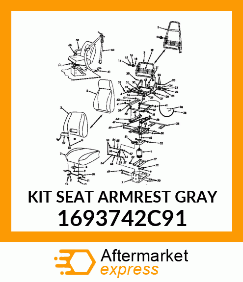 KIT SEAT ARMREST GRAY 1693742C91