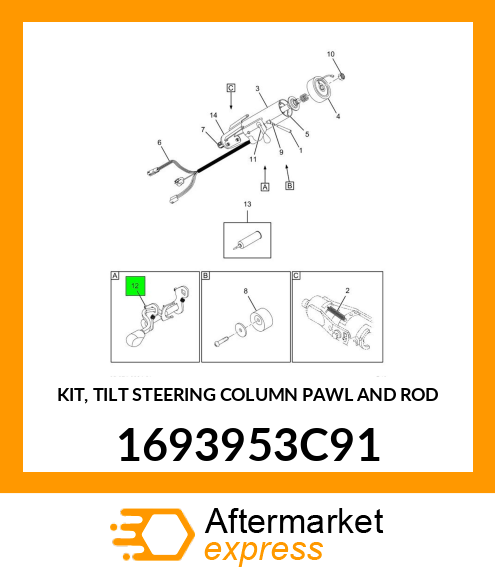 KIT, TILT STEERING COLUMN PAWL AND ROD 1693953C91