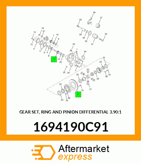 GEAR SET, RING AND PINION DIFFERENTIAL 3.90:1 1694190C91