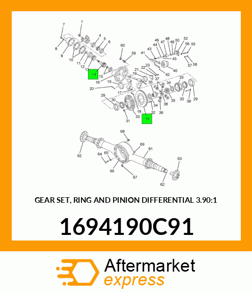 GEAR SET, RING AND PINION DIFFERENTIAL 3.90:1 1694190C91