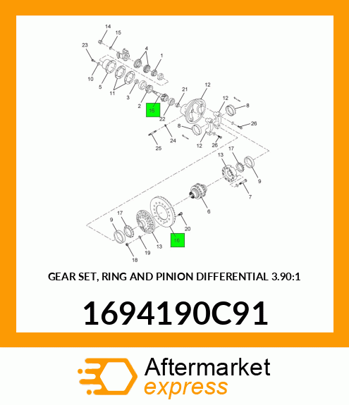 GEAR SET, RING AND PINION DIFFERENTIAL 3.90:1 1694190C91