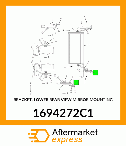 BRACKET, LOWER REAR VIEW MIRROR MOUNTING 1694272C1