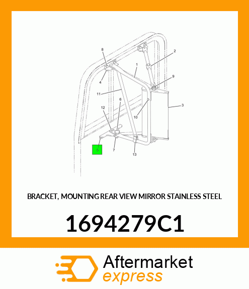 BRACKET, MOUNTING REAR VIEW MIRROR STAINLESS STEEL 1694279C1