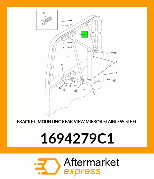 BRACKET, MOUNTING REAR VIEW MIRROR STAINLESS STEEL 1694279C1