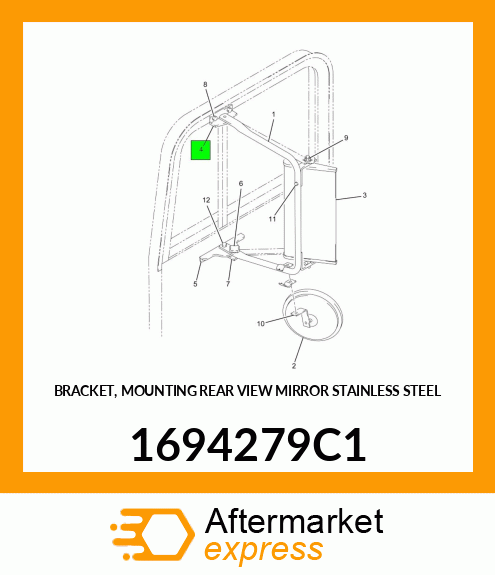 BRACKET, MOUNTING REAR VIEW MIRROR STAINLESS STEEL 1694279C1