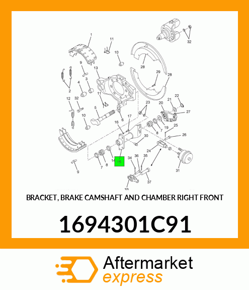 BRACKET, BRAKE CAMSHAFT AND CHAMBER RIGHT FRONT 1694301C91