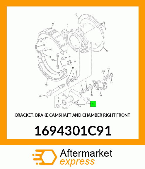 BRACKET, BRAKE CAMSHAFT AND CHAMBER RIGHT FRONT 1694301C91