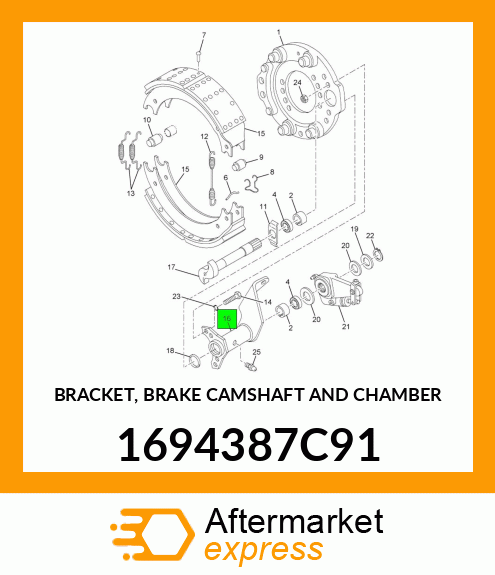BRACKET, BRAKE CAMSHAFT AND CHAMBER 1694387C91