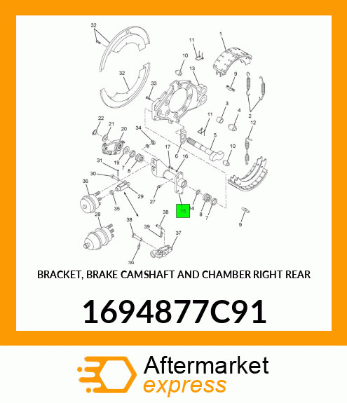 BRACKET, BRAKE CAMSHAFT AND CHAMBER RIGHT REAR 1694877C91