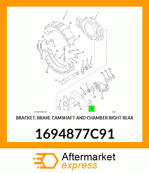 BRACKET, BRAKE CAMSHAFT AND CHAMBER RIGHT REAR 1694877C91