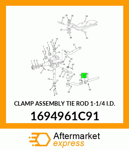 CLAMP ASSEMBLY TIE ROD 1-1/4 I.D. 1694961C91