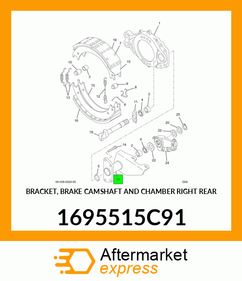 BRACKET, BRAKE CAMSHAFT AND CHAMBER RIGHT REAR 1695515C91