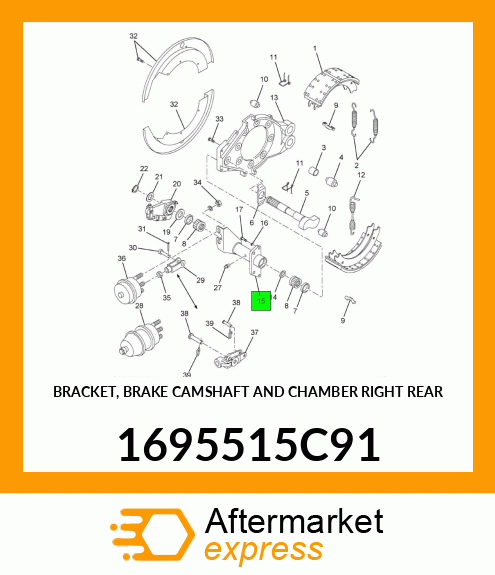 BRACKET, BRAKE CAMSHAFT AND CHAMBER RIGHT REAR 1695515C91