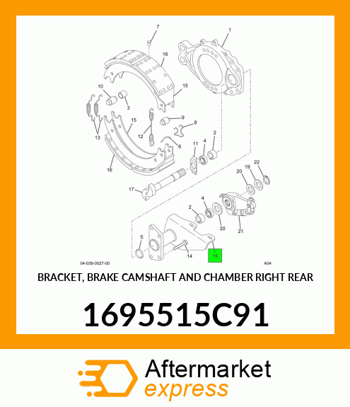 BRACKET, BRAKE CAMSHAFT AND CHAMBER RIGHT REAR 1695515C91